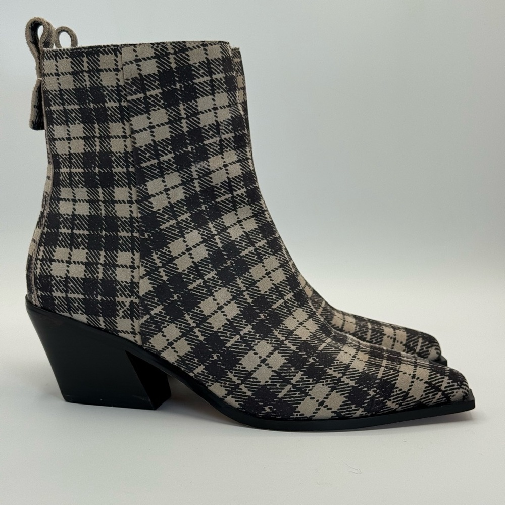 SANCTUARY Yes Girl Checked-Plaid Suede Booties Size 8M - Picture 5 of 16
